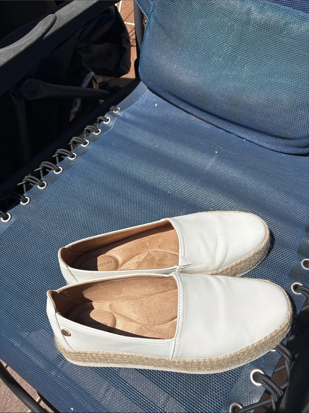 White Slip-On Leather Espadrilles Sz 9